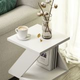 Tavolino da Salotto Bianco 2 Vani Forma Rettangolare 30x30x50h cm, Materiale Piano in Legno Nobilitato - Rubiana