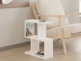 Tavolino da Salotto Bianco 2 Vani Forma Rettangolare 45x17x51h cm, Materiale Piano in Legno Nobilitato - Ceprano