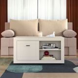 Tavolino da Salotto Bianco 3 Vani Forma Rettangolare 101x58x53.5h cm, Materiale Piano in Legno Nobilitato - Vervio