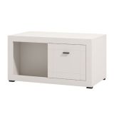 Tavolino da Salotto Bianco 3 Vani Forma Rettangolare 101x58x53.5h cm, Materiale Piano in Legno Nobilitato - Vervio