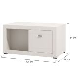 Tavolino da Salotto Bianco 3 Vani Forma Rettangolare 101x58x53.5h cm, Materiale Piano in Legno Nobilitato - Vervio