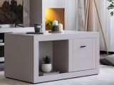 Tavolino da Salotto Bianco 3 Vani Forma Rettangolare 101x58x53.5h cm, Materiale Piano in Legno Nobilitato - Vervio