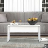 Tavolino da Salotto Bianco con Piedini un Vano 90x49.5x45.5h cm, Forma Rettangolare - Formia
