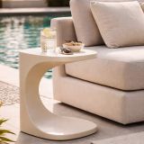 Tavolino da Salotto Bianco Crema Adatto per Indoor-outdoor Forma Rettangolare 44x54x44h cm, Colore Ripiano Bianco - Bagan