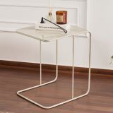Tavolino da Salotto Bianco Crema Effetto Lucido Forma Rettangolare 47x46x57h cm, Sfumatura Colore Ripiano Crema - Cattaneo