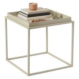 Tavolino da Salotto Bianco Crema Forma Quadrato Materiale Piano in Metallo 45x45x52h cm, Colore Ripiano Bianco - Lorsica