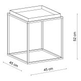 Tavolino da Salotto Bianco Crema Forma Quadrato Materiale Piano in Metallo 45x45x52h cm, Colore Ripiano Bianco - Lorsica