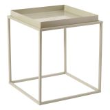 Tavolino da Salotto Bianco Crema Forma Quadrato Materiale Piano in Metallo 45x45x52h cm, Colore Ripiano Bianco - Lorsica