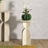 Tavolino da Salotto Bianco Crema Forma Rotondo Colore Ripiano Bianco 45x45x58h cm, Sfumatura Colore Struttura Crema - Fanotalo