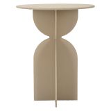 Tavolino da Salotto Bianco Crema Forma Rotondo Colore Ripiano Bianco 45x45x58h cm, Sfumatura Colore Struttura Crema - Fanotalo