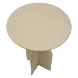 Tavolino da Salotto Bianco Crema Forma Rotondo Colore Ripiano Bianco 45x45x58h cm, Sfumatura Colore Struttura Crema - Fanotalo