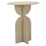 Tavolino da Salotto Bianco Crema Forma Rotondo Colore Ripiano Bianco 45x45x58h cm, Sfumatura Colore Struttura Crema - Fanotalo
