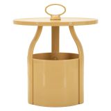 Tavolino da Salotto Bianco Crema Forma Rotondo Colore Ripiano Bianco 46x54x46h cm, Sfumatura Colore Struttura Crema - Inle