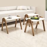 Tavolino da Salotto Bianco Crema Marrone Noce set 3 Pezzi Impilabili Forma Rettangolare 49x36x42h cm, Colore Ripiano Bianco - Cerrione