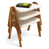 Tavolino da Salotto Bianco Crema Marrone Noce set 3 Pezzi Impilabili Forma Rettangolare 49x36x42h cm, Colore Ripiano Bianco - Cerrione