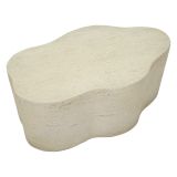 Tavolino da Salotto Bianco Crema Nero Adatto per Indoor-outdoor Effetto Pietra Forma Nuvola 62x48x100h cm, Colore Ripiano Bianco - Sefrou
