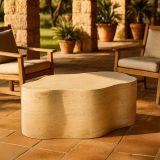 Tavolino da Salotto Bianco Crema Nero Adatto per Indoor-outdoor Effetto Pietra Forma Nuvola 62x48x100h cm, Colore Ripiano Bianco - Sefrou