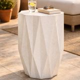Tavolino da Salotto Bianco Crema Nero Adatto per Indoor-outdoor Effetto Pietra Forma Stella 46x60x46h cm, Colore Ripiano Bianco - Gala