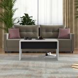 Tavolino da Salotto Bianco Crema Nero Forma Rettangolare Colore Ripiano Bianco 90x50x47h cm, Colore Struttura Nero - Limatola