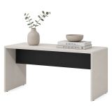 Tavolino da Salotto Bianco Crema Nero Forma Rettangolare Colore Ripiano Bianco 90x50x47h cm, Colore Struttura Nero - Limatola