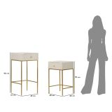 Tavolino da Salotto Bianco Crema oro 2 Cassetti Forma Quadrato 45x45x90h cm, Colore Ripiano Bianco - Dava