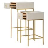 Tavolino da Salotto Bianco Crema oro 2 Cassetti Forma Quadrato 45x45x90h cm, Colore Ripiano Bianco - Dava