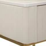 Tavolino da Salotto Bianco Crema oro 2 Cassetti Forma Quadrato 45x45x90h cm, Colore Ripiano Bianco - Dava