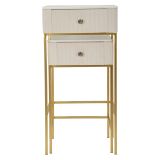 Tavolino da Salotto Bianco Crema oro 2 Cassetti Forma Quadrato 45x45x90h cm, Colore Ripiano Bianco - Dava