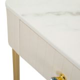Tavolino da Salotto Bianco Crema oro 2 Cassetti Forma Quadrato 45x45x90h cm, Colore Ripiano Bianco - Dava
