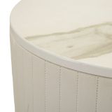 Tavolino da Salotto Bianco Crema oro set da 2 Forma Rotondo 50x50x90h cm, Colore Ripiano Bianco - Davapa