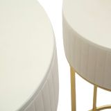 Tavolino da Salotto Bianco Crema oro set da 2 Forma Rotondo 50x50x90h cm, Colore Ripiano Bianco - Davapa