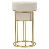 Tavolino da Salotto Bianco Crema oro set da 2 Forma Rotondo 50x50x90h cm, Colore Ripiano Bianco - Davapa