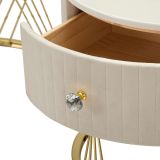 Tavolino da Salotto Bianco Crema oro un Cassetto Rivestimento in Tessuto Imbottito Modulabile 70x70x48h cm, un Vano - Davazate