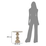 Tavolino da Salotto Bianco Crema Trasparente Forma Rotondo Colore Ripiano Trasparente 45x45x50h cm, Materiale Struttura in Vetro - Famefali