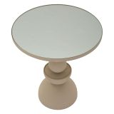 Tavolino da Salotto Bianco Crema Trasparente Forma Rotondo Colore Ripiano Trasparente 45x45x50h cm, Materiale Struttura in Vetro - Famefali