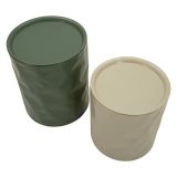 Tavolino da Salotto Bianco Crema Verde set da 2 Forma Rotondo 44x52x44h cm, Colore Ripiano Bianco - Ganomo