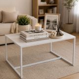 Tavolino da Salotto Bianco Forma Quadrato Colore Ripiano Bianco 67x67x46h cm, Materiale Piano in Legno Nobilitato - Lisese