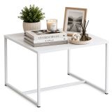 Tavolino da Salotto Bianco Forma Quadrato Colore Ripiano Bianco 67x67x46h cm, Materiale Piano in Legno Nobilitato - Lisese