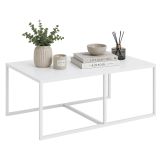 Tavolino da Salotto Bianco Forma Rettangolare Colore Ripiano Bianco 102x67x46h cm, Materiale Piano in Legno Nobilitato - Livasi