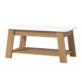 Tavolino da Salotto Bianco Lucido Marrone Rovere Nodi un Vano Forma Rettangolare 101x54.5x46.5h cm, Colore Ripiano Bianco - Casaglia