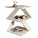 Tavolino da Salotto Bianco Marmo 2 Vani Forma Quadrato 30x30x54h cm, Sfumatura Colore Ripiano Marmo - Dovera