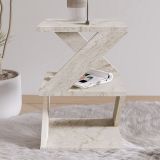 Tavolino da Salotto Bianco Marmo 2 Vani Forma Quadrato 30x30x54h cm, Sfumatura Colore Ripiano Marmo - Dovera