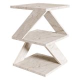 Tavolino da Salotto Bianco Marmo 2 Vani Forma Quadrato 30x30x54h cm, Sfumatura Colore Ripiano Marmo - Dovera
