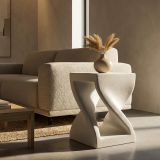 Tavolino da Salotto Bianco Marmo Adatto per Indoor-outdoor Forma Quadrato 42x53x42h cm, Colore Ripiano Bianco - Gale
