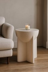 Tavolino da Salotto Bianco Marmo Adatto per Indoor-outdoor Forma Rotondo 41x56x41h cm, Colore Ripiano Bianco - Galeli
