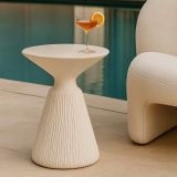 Tavolino da Salotto Bianco Marmo Adatto per Indoor-outdoor Forma Rotondo 47x61x47h cm, Colore Ripiano Bianco - Gakamota