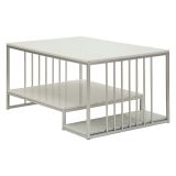 Tavolino da Salotto Bianco Marmo Argento Forma Rettangolare Colore Ripiano Bianco 90x45x60h cm, Materiale Struttura in Metallo - Fafaha