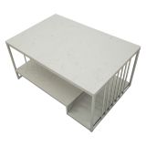 Tavolino da Salotto Bianco Marmo Argento Forma Rettangolare Colore Ripiano Bianco 90x45x60h cm, Materiale Struttura in Metallo - Fafaha