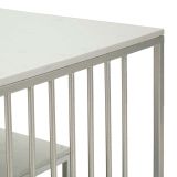 Tavolino da Salotto Bianco Marmo Argento Forma Rettangolare Colore Ripiano Bianco 90x45x60h cm, Materiale Struttura in Metallo - Fafaha