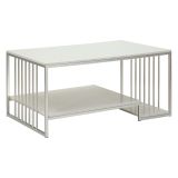 Tavolino da Salotto Bianco Marmo Argento Forma Rettangolare Colore Ripiano Bianco 90x45x60h cm, Materiale Struttura in Metallo - Fafaha